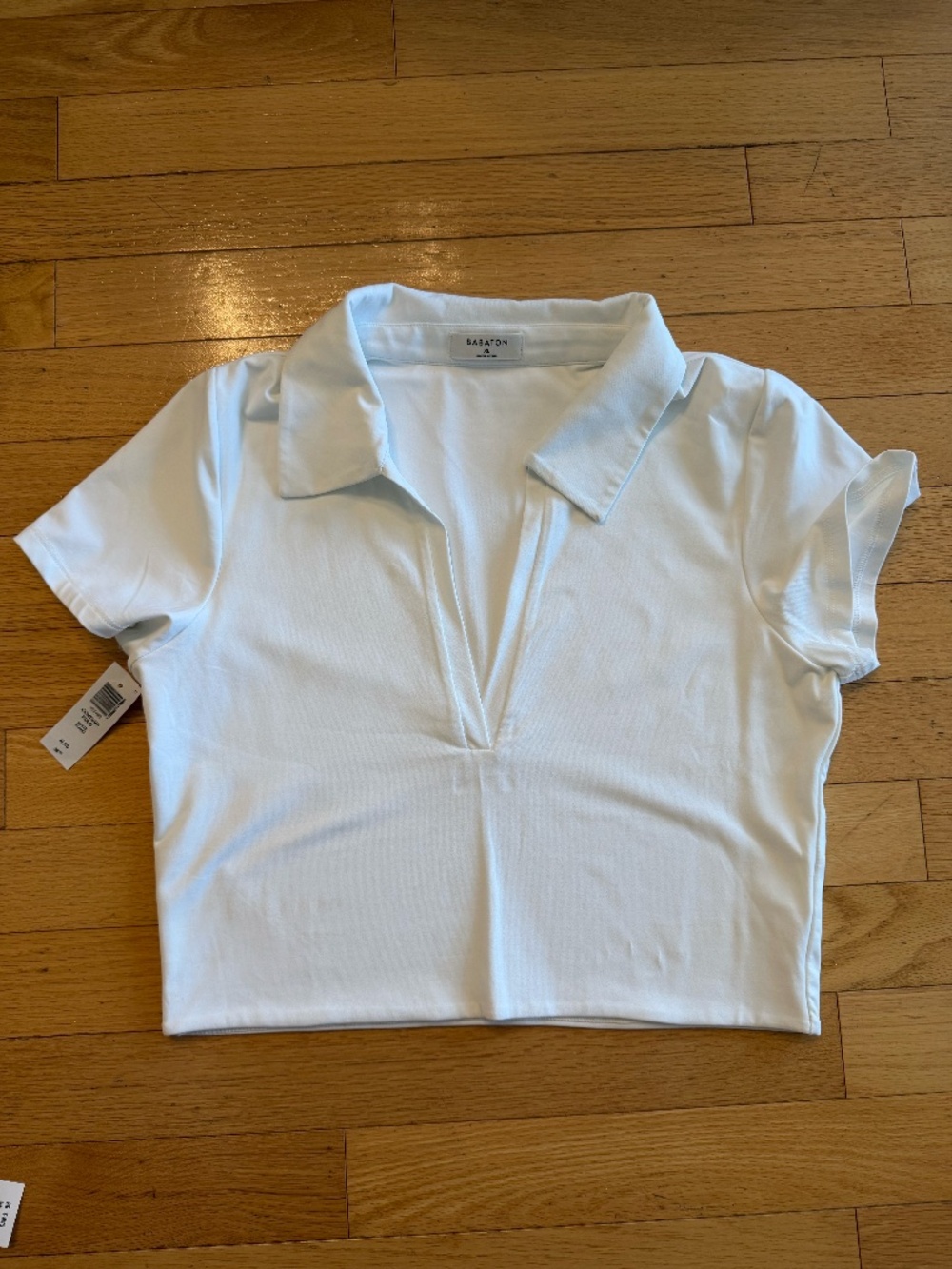 Aritzia Babaton Contour Polo Short-Sleeve Shirt Size XL White